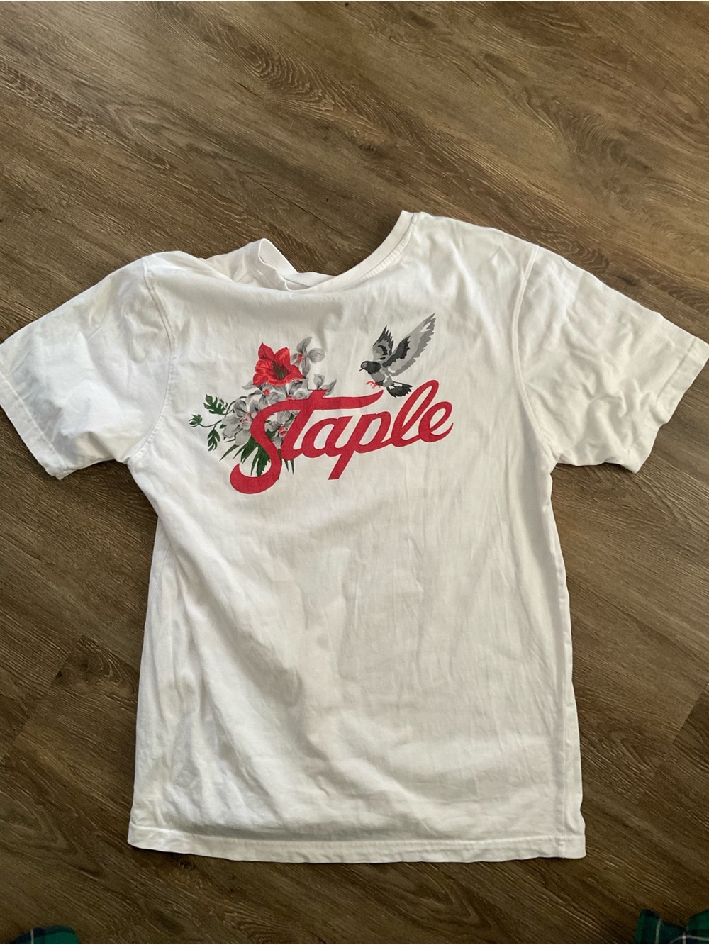 Staple Graphic Tee with Red Logo and Floral Detail